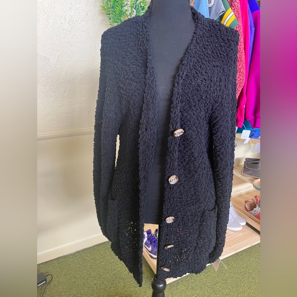 Zenana Outfitters Sweaters - Zenana Black Button Up Sweater